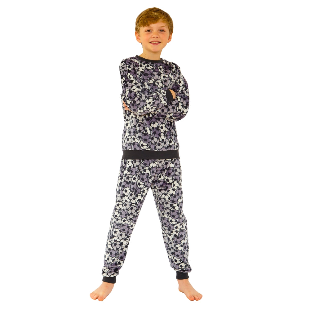 Boys Football Print Velour Pyjamas (14762050781566)
