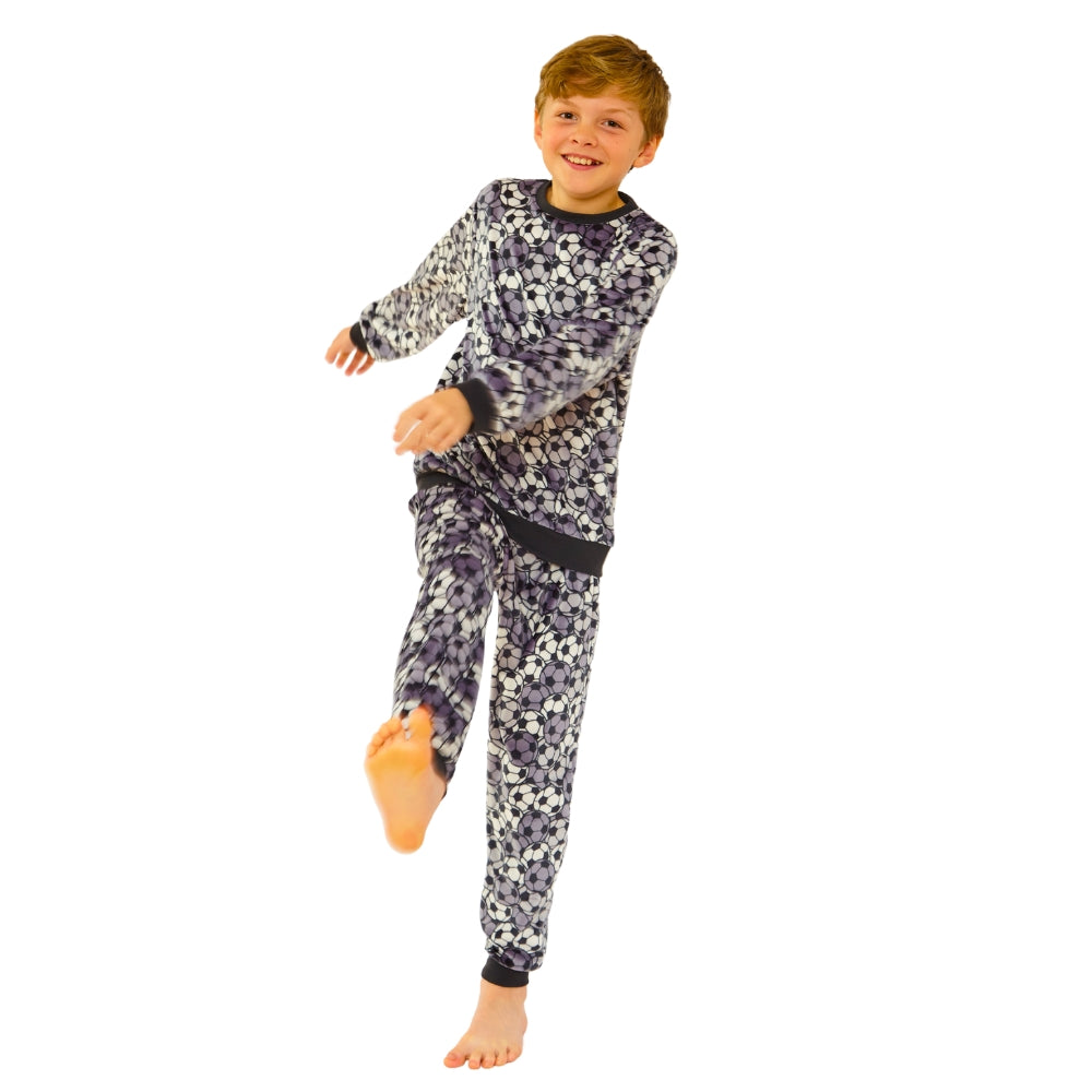 Boys Football Print Velour Pyjamas (14762050781566)