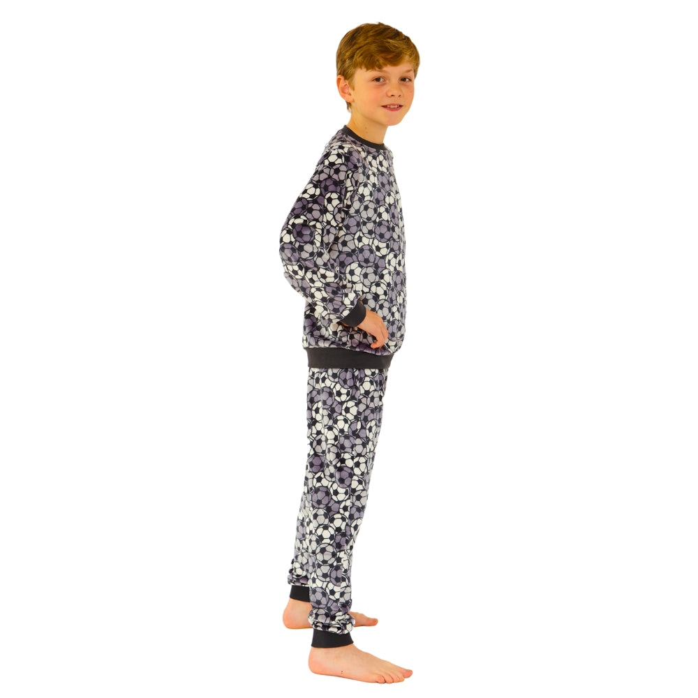 Boys Football Print Velour Pyjamas (14762050781566)