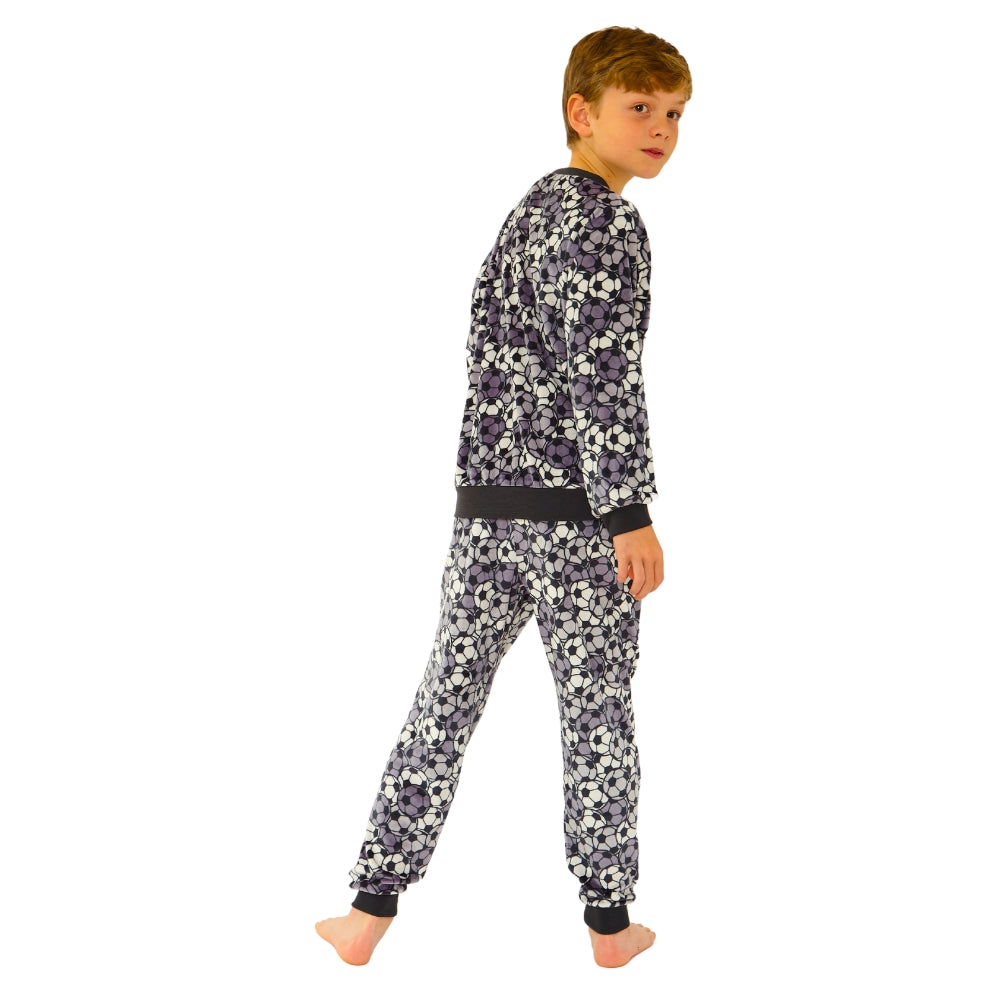 Boys Football Print Velour Pyjamas (14762050781566)