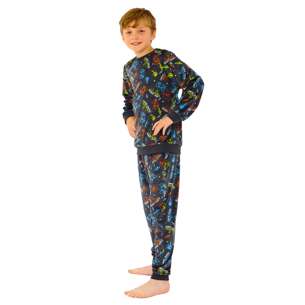 Boys Gaming Print Velour Pyjamas (14762051142014)