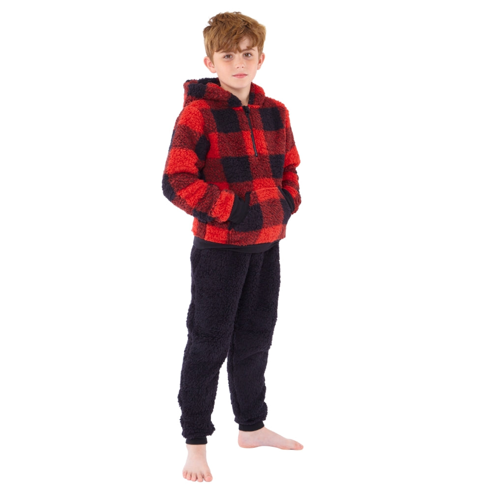 Checked Teddy Fleece Lounge Set (15571316343166)