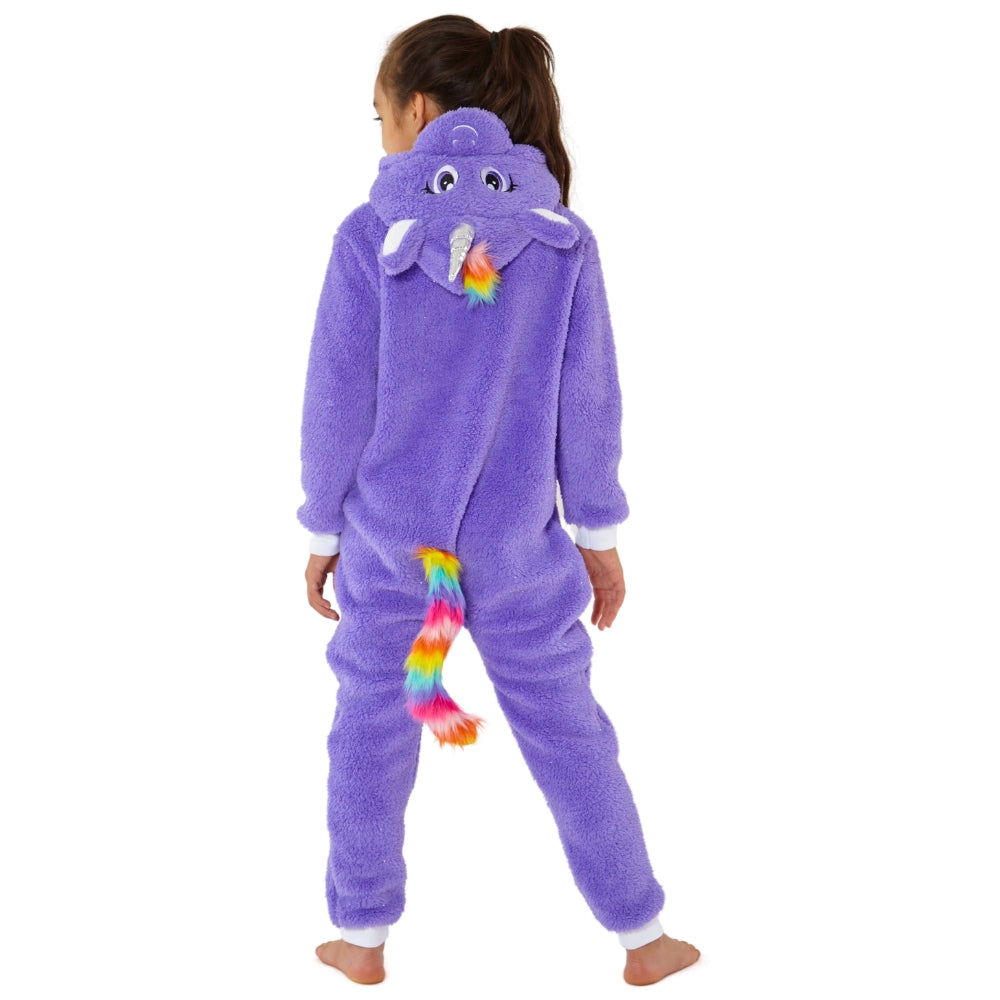 Purple Glitter Rainbow Unicorn Fleece Onesie (8075120083170)