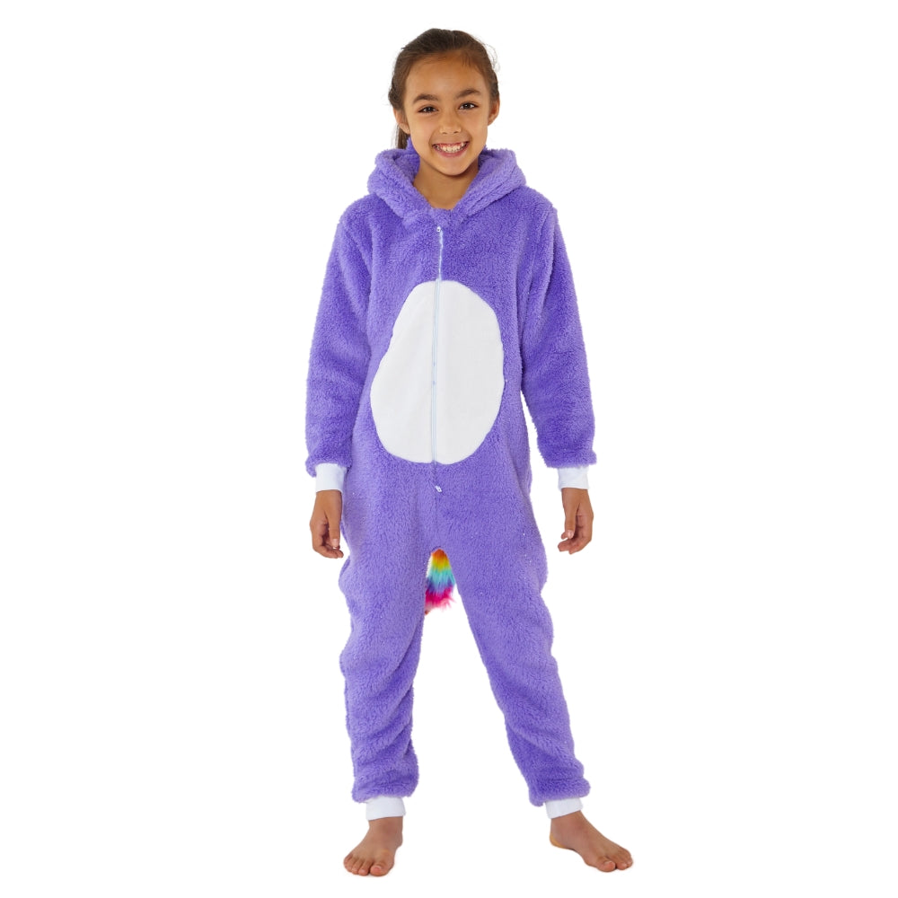 Purple Glitter Rainbow Unicorn Fleece Onesie (8075120083170)