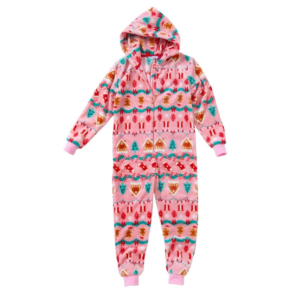 Gingerbread Print Fleece Onesie (15570952749438)
