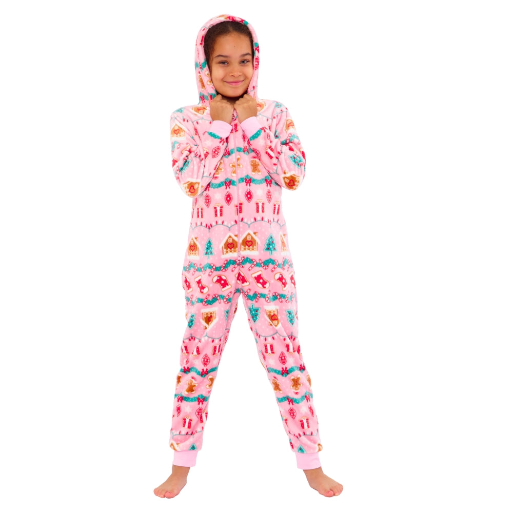 Gingerbread Print Fleece Onesie (15570952749438)
