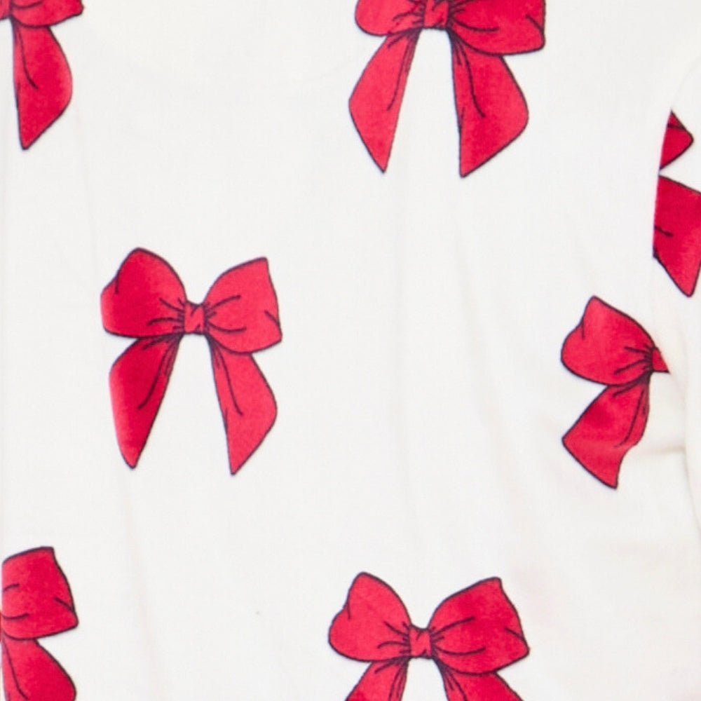 Womens Bow Print Velour Pyjamas (15592033190270)