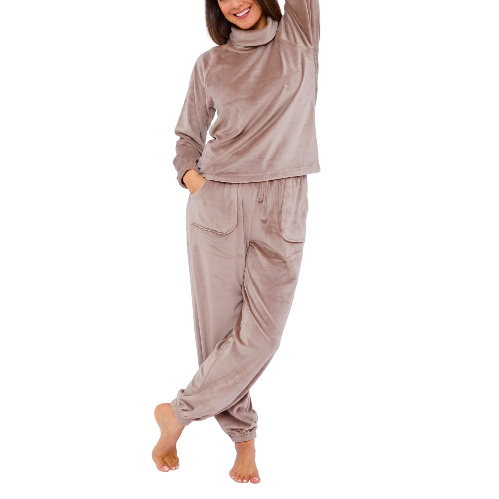 Women's Cowl Neck Velour Pyjamas (15592158069118)