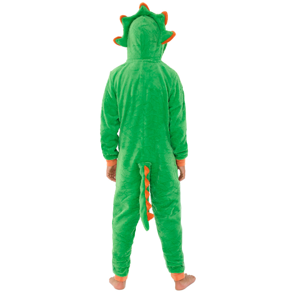 Kids Green Novelty Dinosaur Fleece Onesie (4490631708724)