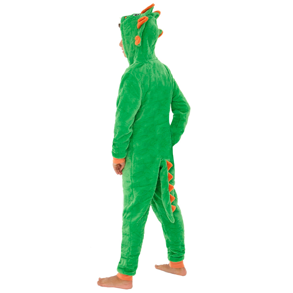 Kids Green Novelty Dinosaur Fleece Onesie (4490631708724)