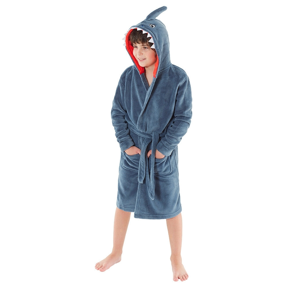 Kids Grey Shark Dressing Gown | Kids Onesies