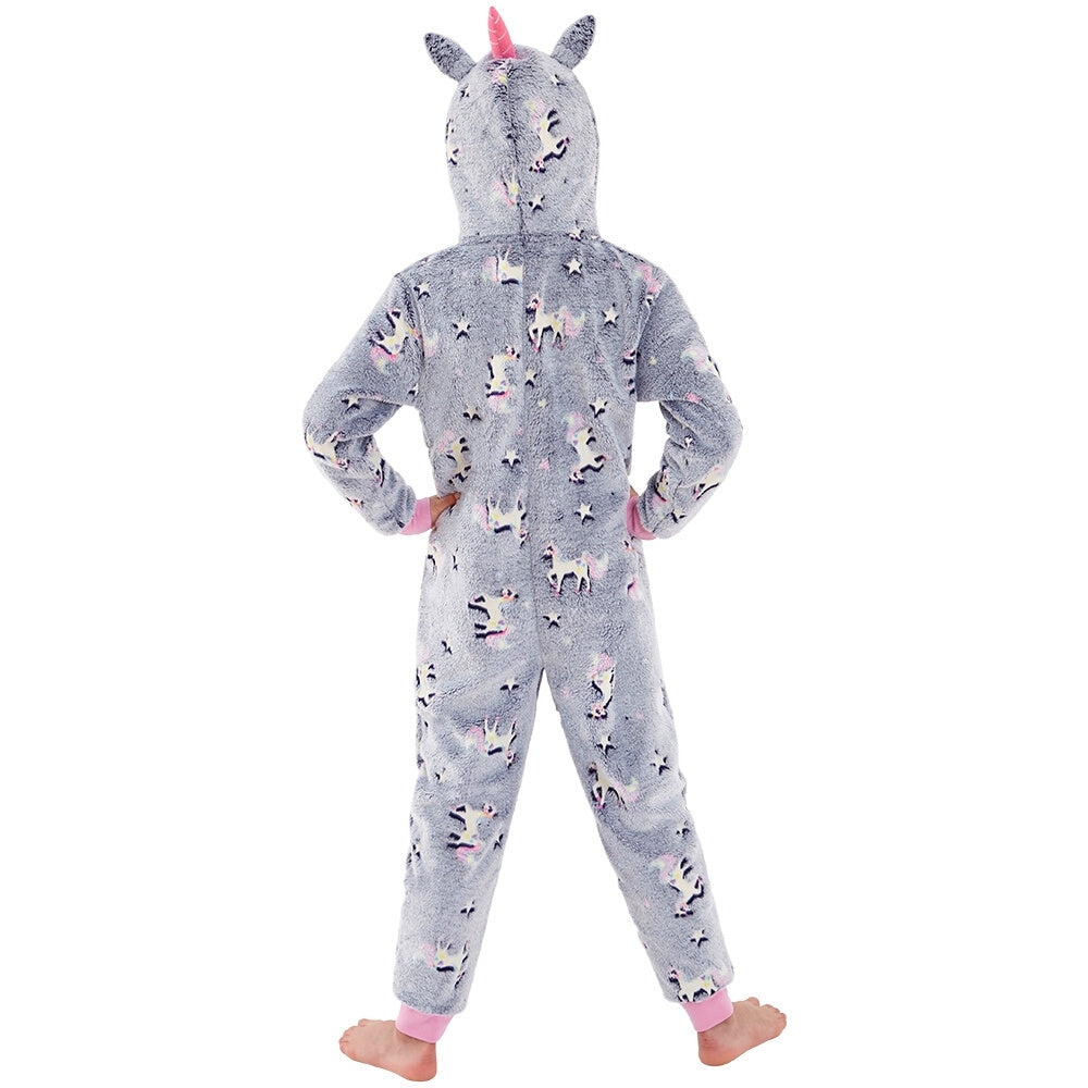Girls Glow In The Dark Unicorn Onesie (7109355831457)