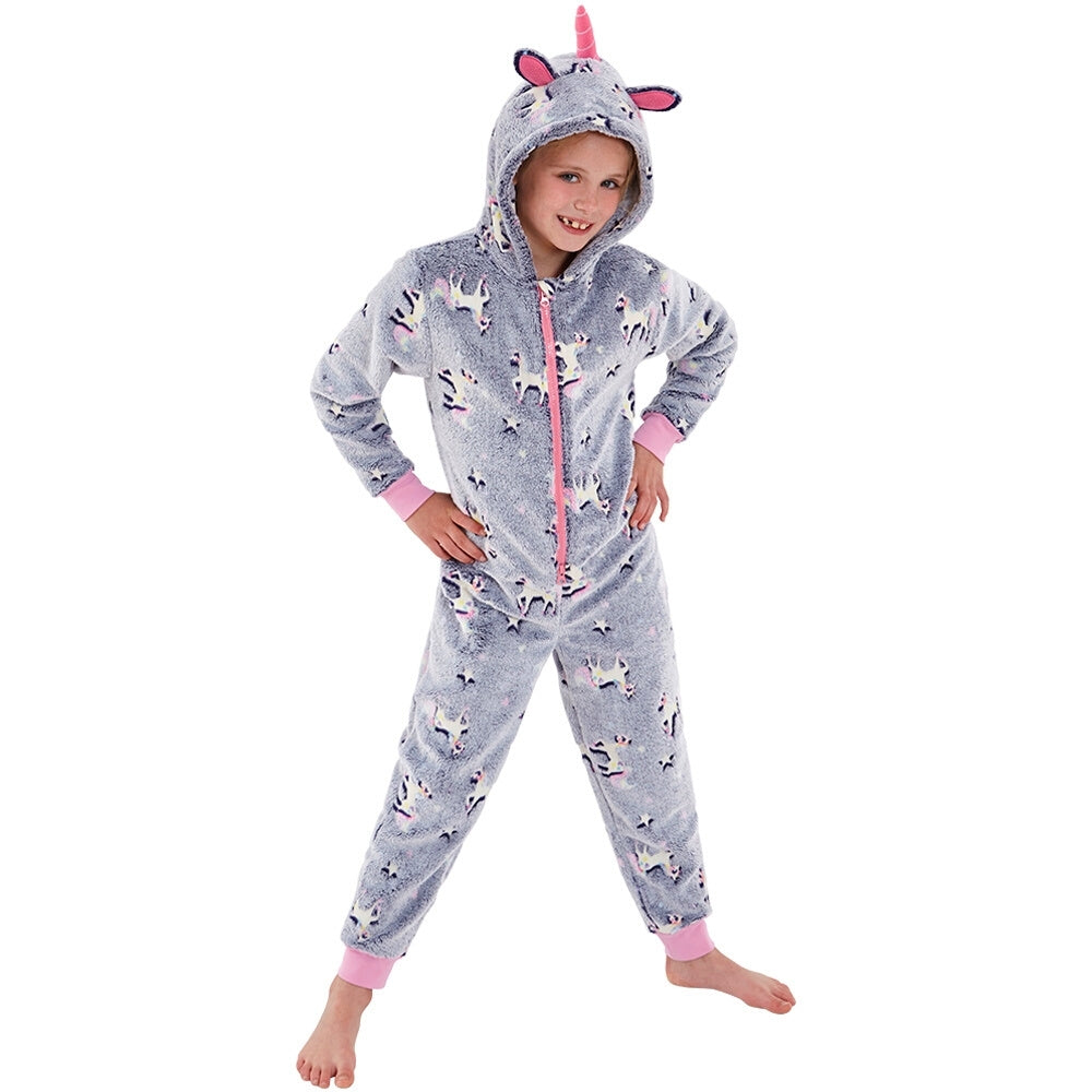 Girls Glow In The Dark Unicorn Onesie (7109355831457)