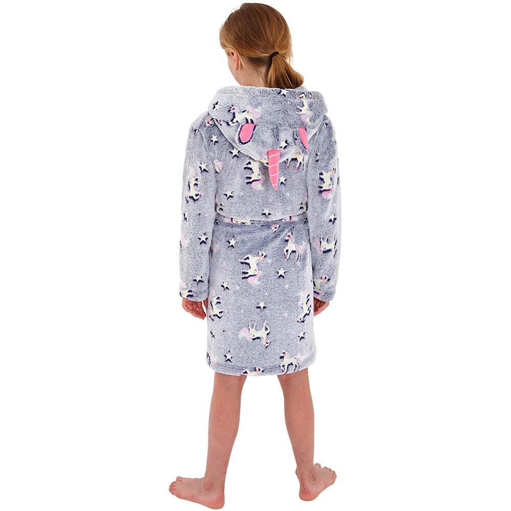Girls Glow In The Dark Unicorn Dressing Gown (7109355896993)