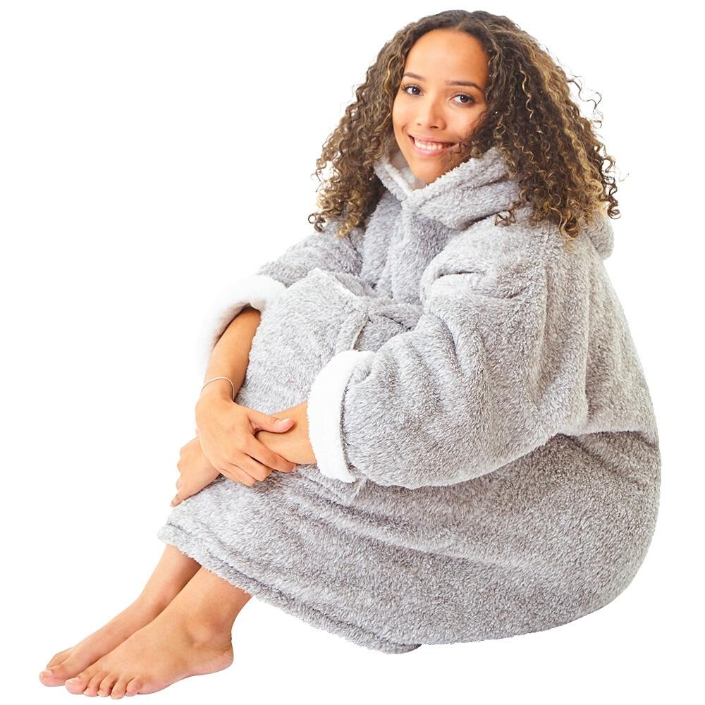 Womens Fluffy Fleece Wearable Hoodie Blanket (7884951453922)