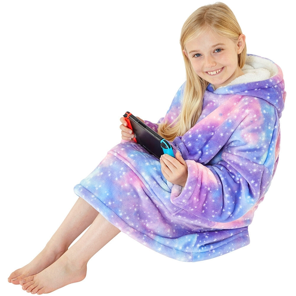 Girls Galaxy Fleece Wearable Hoodie Blanket (7104239632545)
