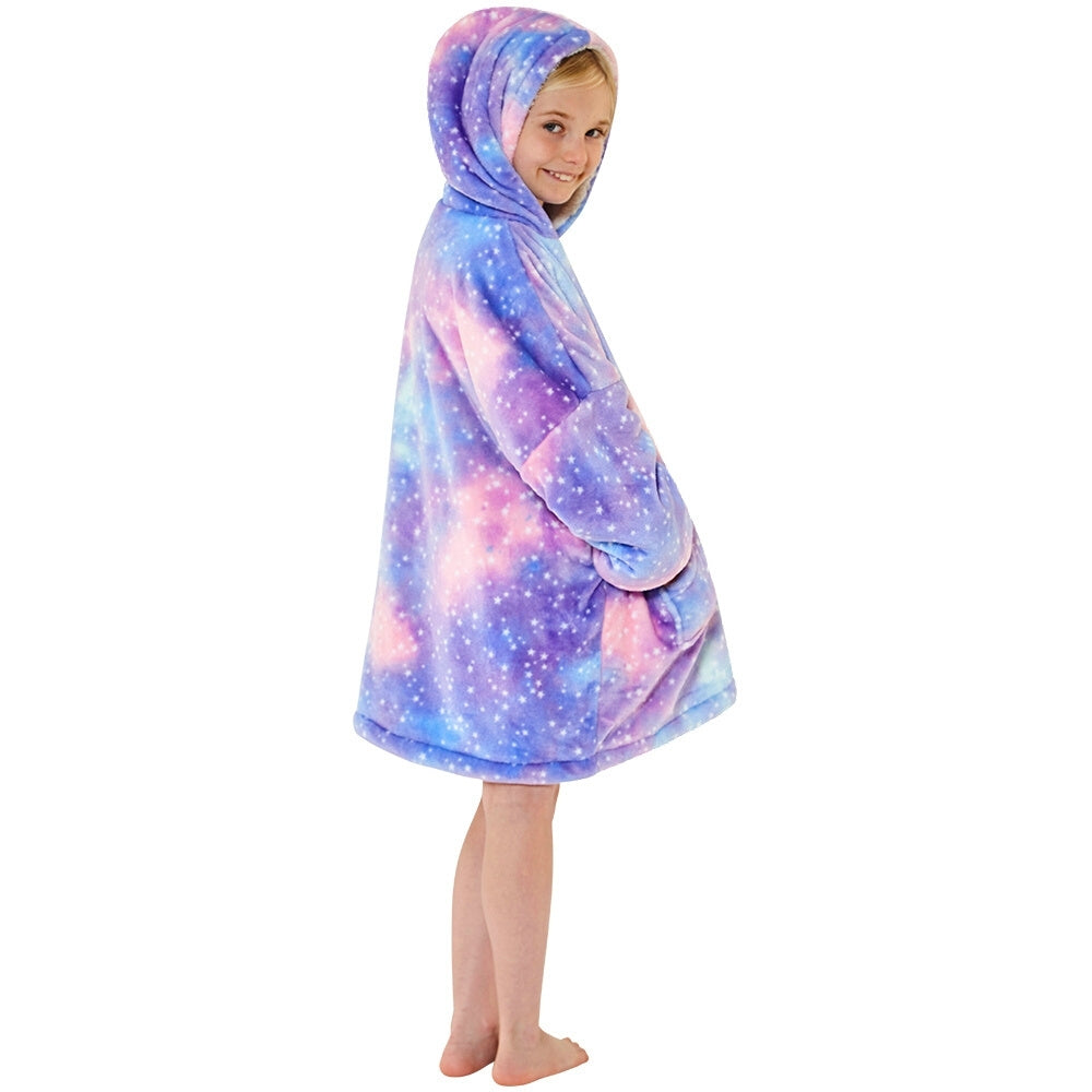 Girls Galaxy Fleece Wearable Hoodie Blanket (7104239632545)