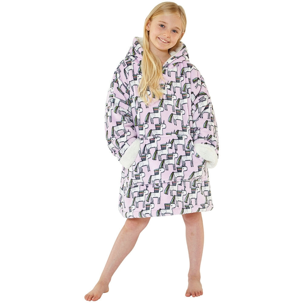 Pink Hooded Unicorn Wearable Hoodie Blanket Kids Onesies