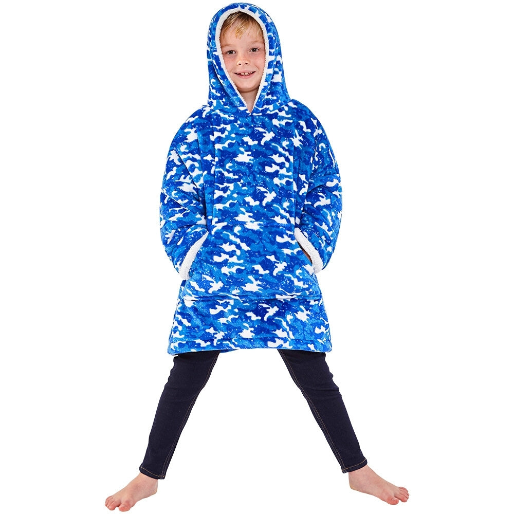 Boys Camouflage Fleece Wearable Hoodie Blanket (7104239763617)