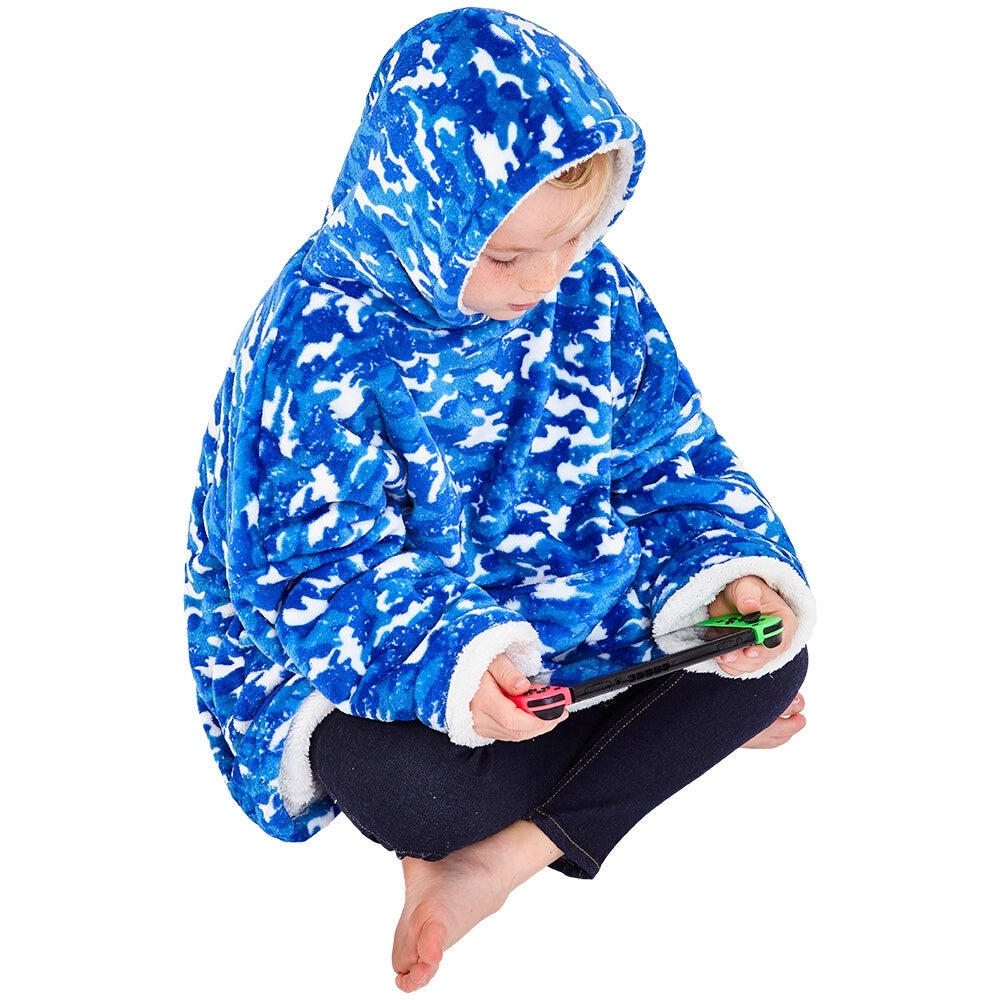 Boys Camouflage Fleece Wearable Hoodie Blanket (7104239763617)