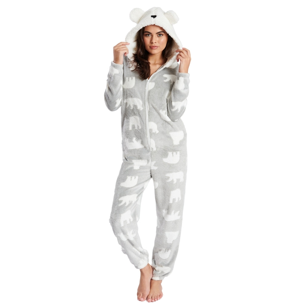 Womens Polar Bear Print Onesie (7004622389409)