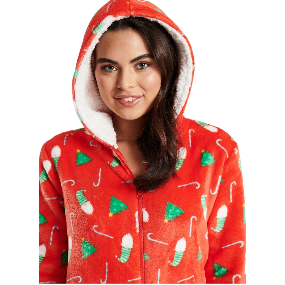 Womens Christmas Print Onesie (7004622553249)