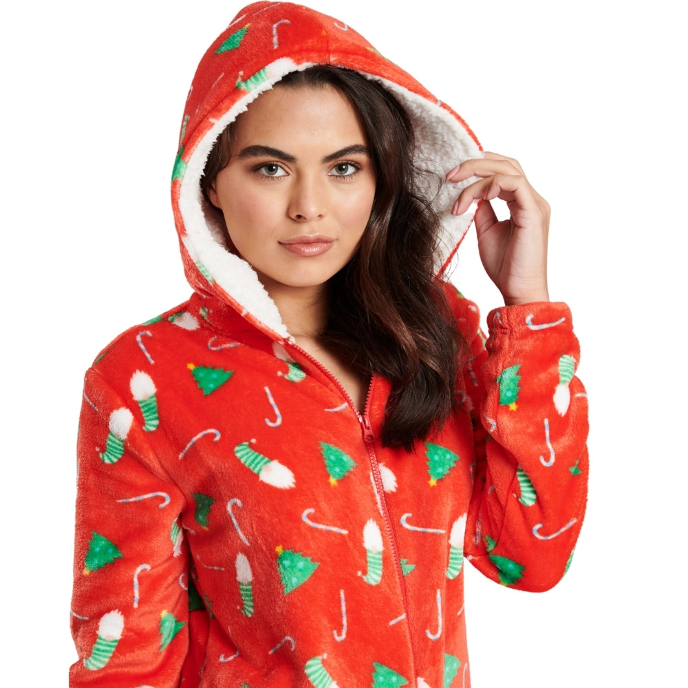 Womens Christmas Print Onesie (7004622553249)