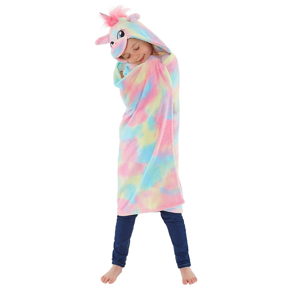 Rainbow Unicorn Hooded Cuddle Blanket (7006767874209)