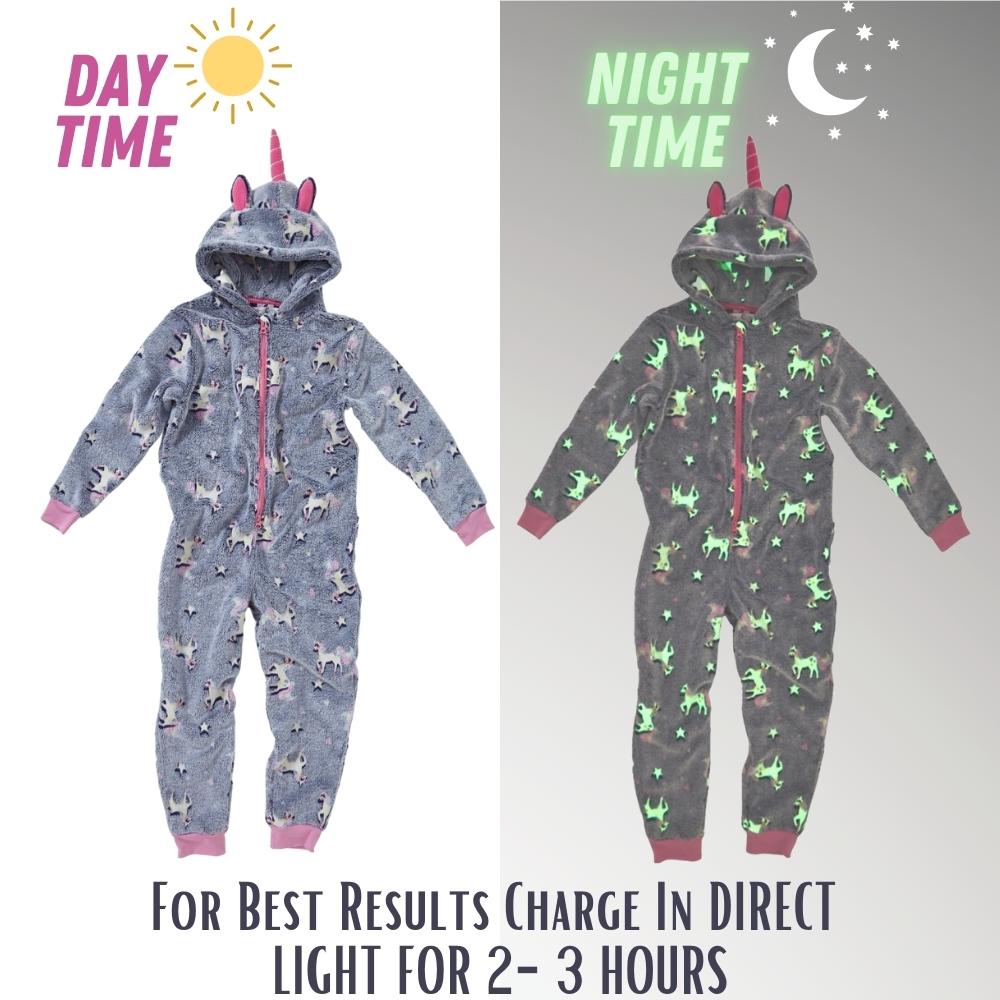 Girls Glow In The Dark Unicorn Onesie (7109355831457)