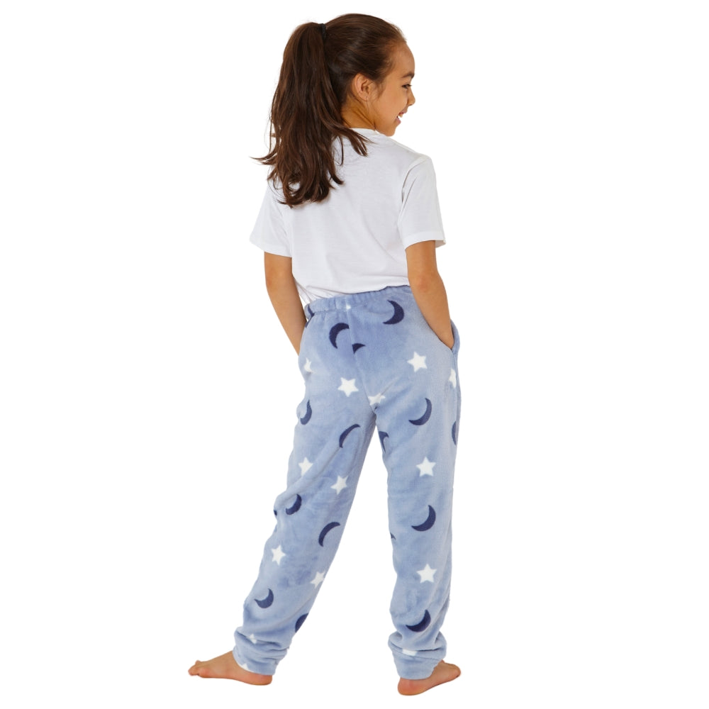 Girls Moon Print Fleece Bottoms (8216528453858)