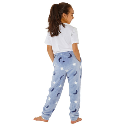 Girls Moon Print Fleece Bottoms (8216528453858)
