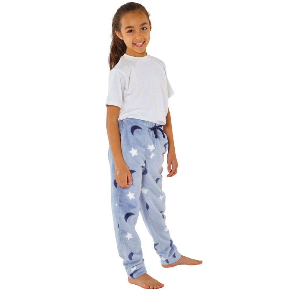 Girls Moon Print Fleece Bottoms (8216528453858)