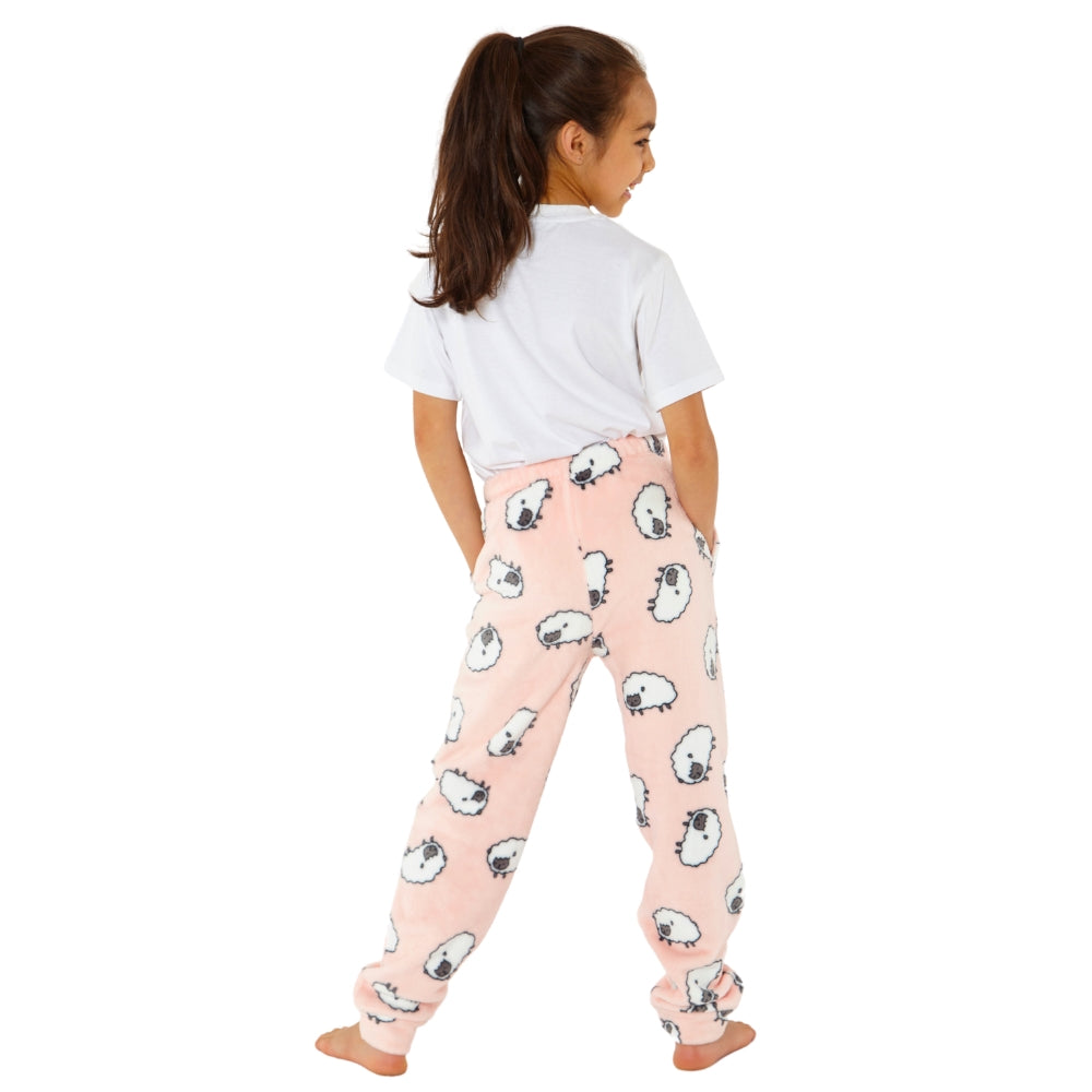 Girls Sheep Print Fleece Bottoms (8216528552162)