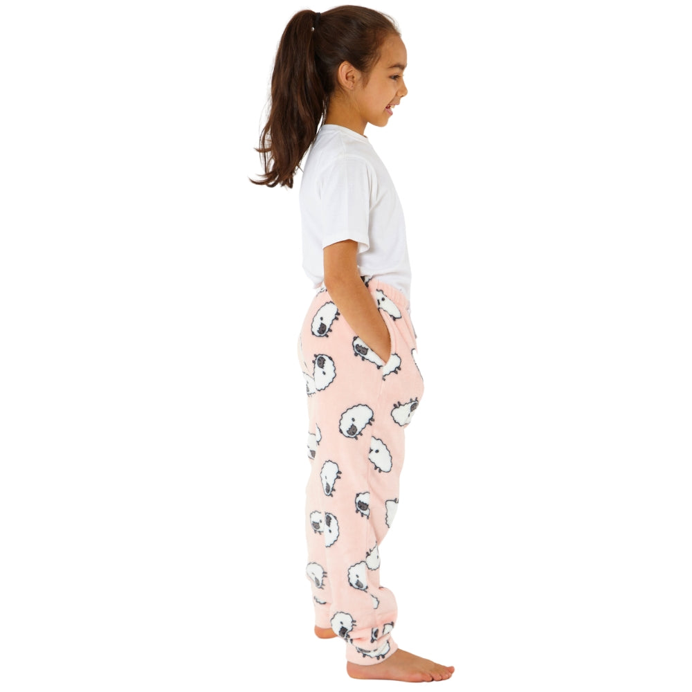 Girls Sheep Print Fleece Bottoms (8216528552162)