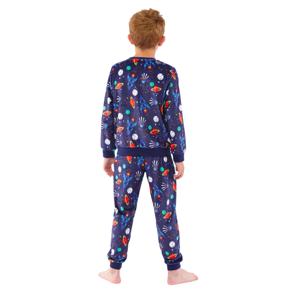Boys Space Print Velour Pyjamas (15592033452414)