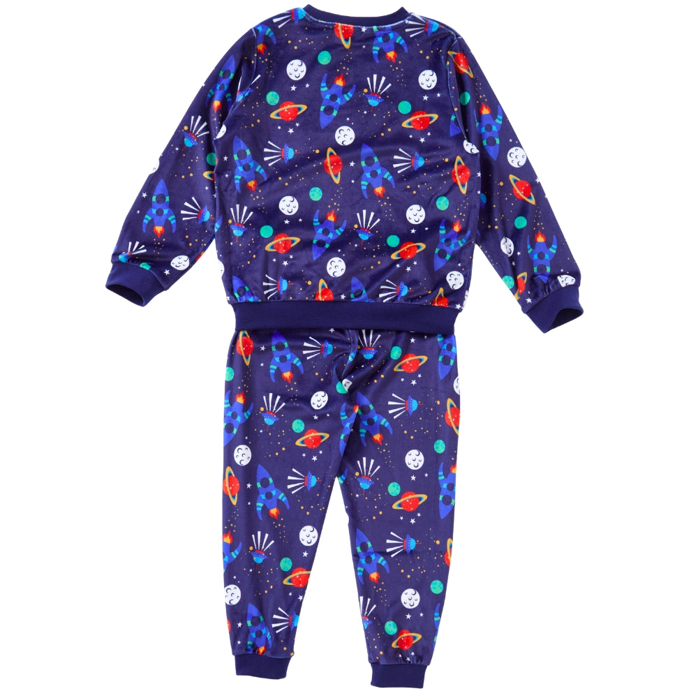 Boys Space Print Velour Pyjamas (15592033452414)