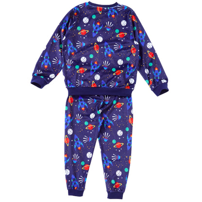 Boys Space Print Velour Pyjamas (15592033452414)