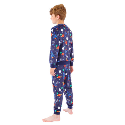 Boys Space Print Velour Pyjamas (15592033452414)
