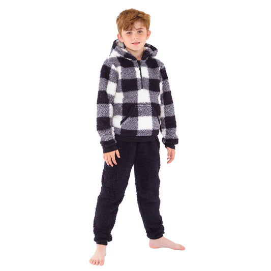 Checked Teddy Fleece Lounge Set (15571316310398)