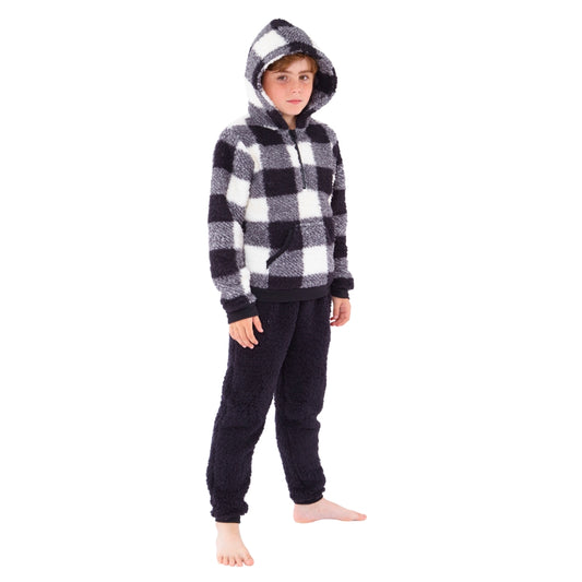 Checked Teddy Fleece Lounge Set (15571316310398)