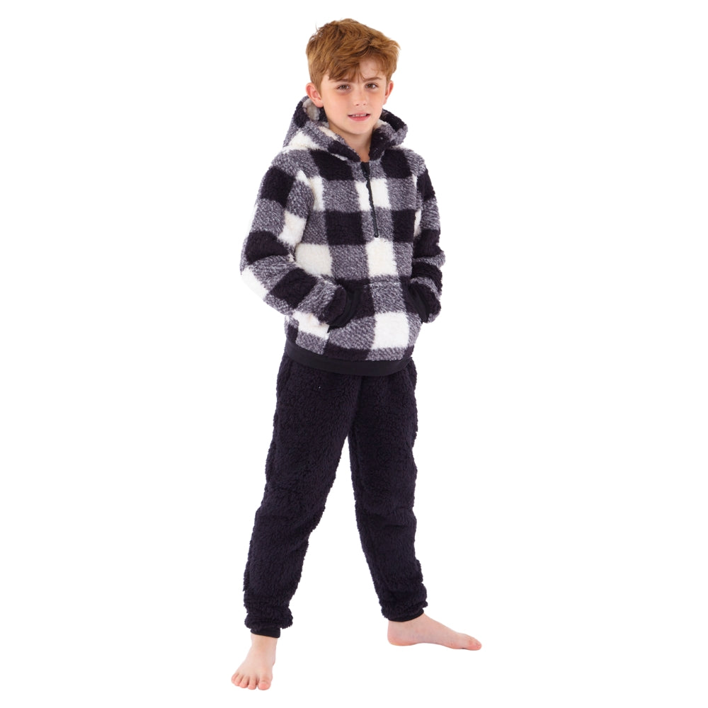 Checked Teddy Fleece Lounge Set (15571316310398)