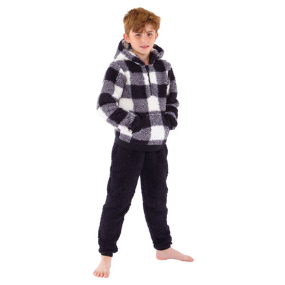 Checked Teddy Fleece Lounge Set (15571316310398)