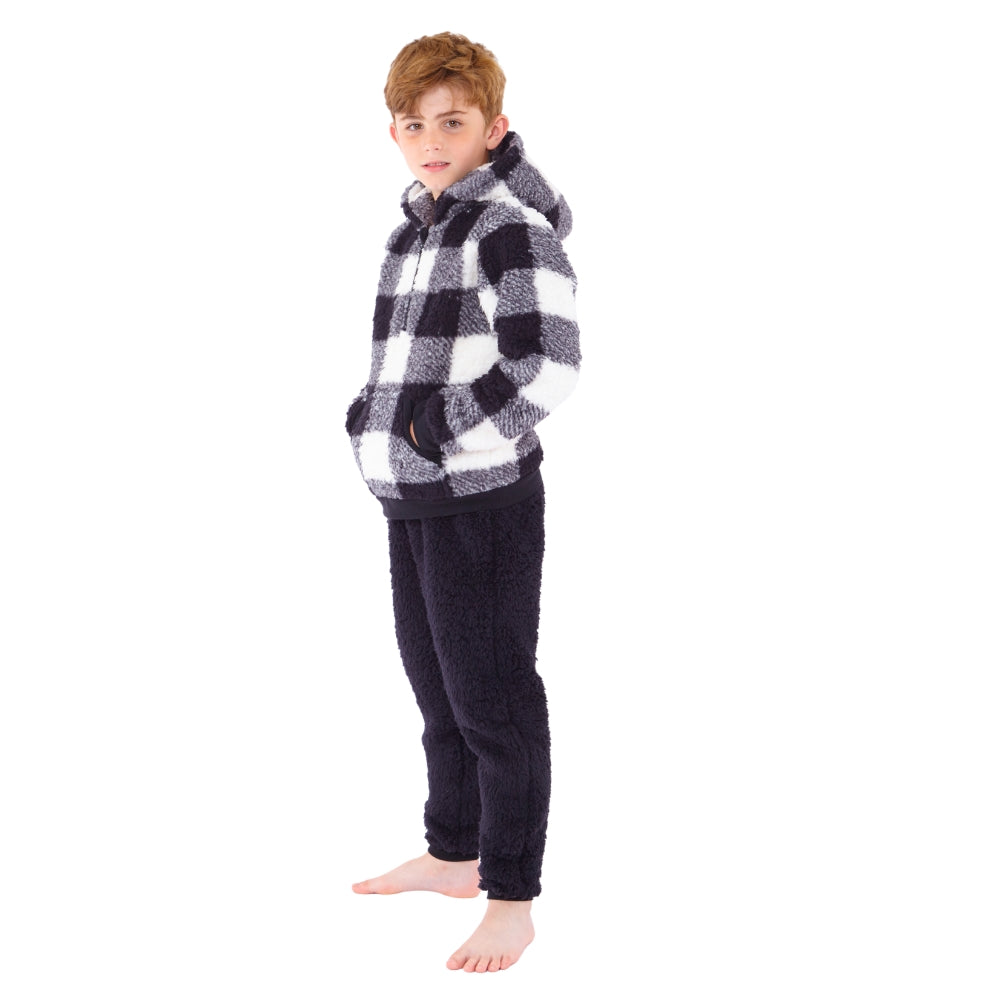 Checked Teddy Fleece Lounge Set (15571316310398)