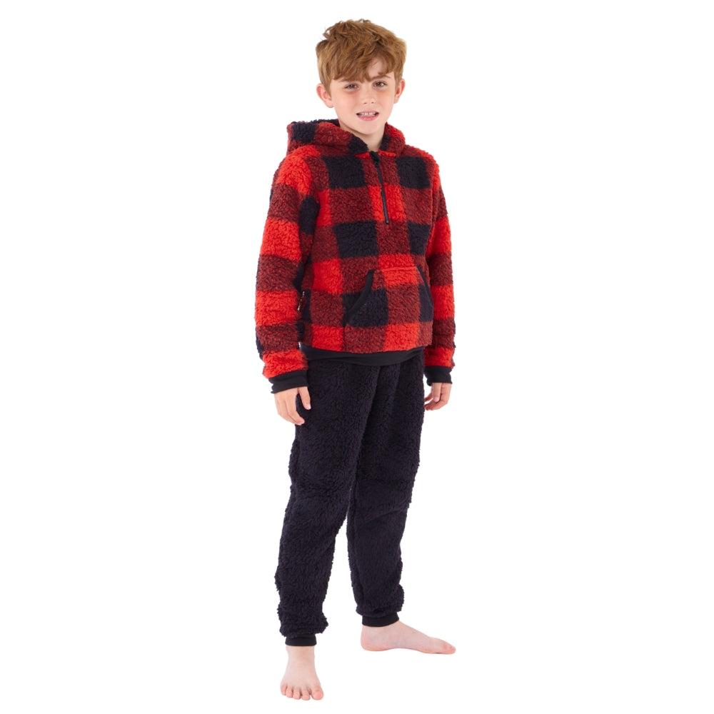 Checked Teddy Fleece Lounge Set (15571316343166)