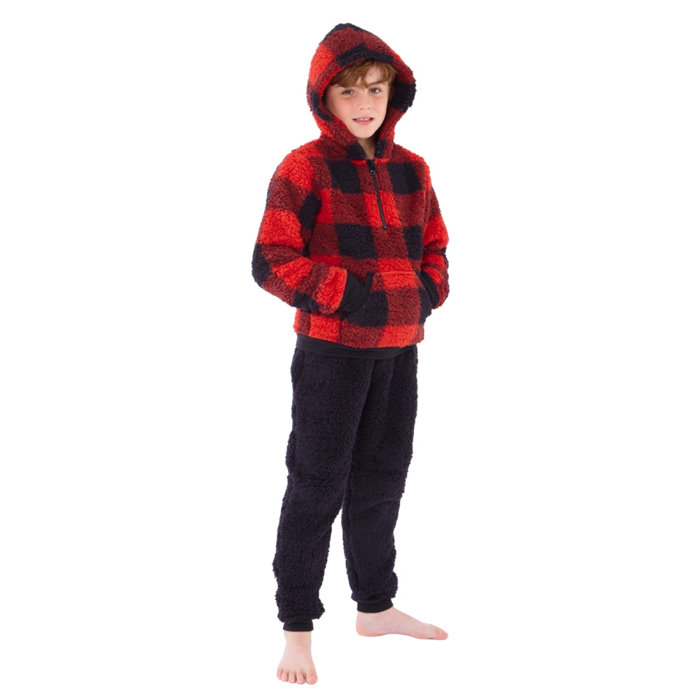 Checked Teddy Fleece Lounge Set (15571316343166)