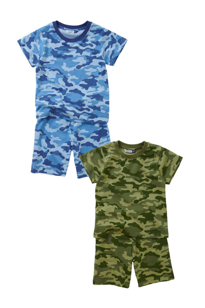 Boys 2 Pack Camo Short Pyjamas