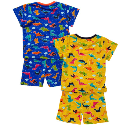 Boys 2 Pack Dinosaur Short Pyjamas