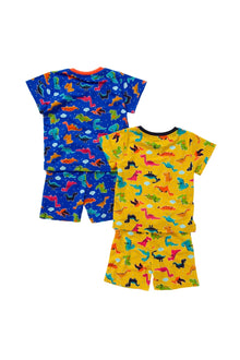 Boys 2 Pack Dinosaur Short Pyjamas