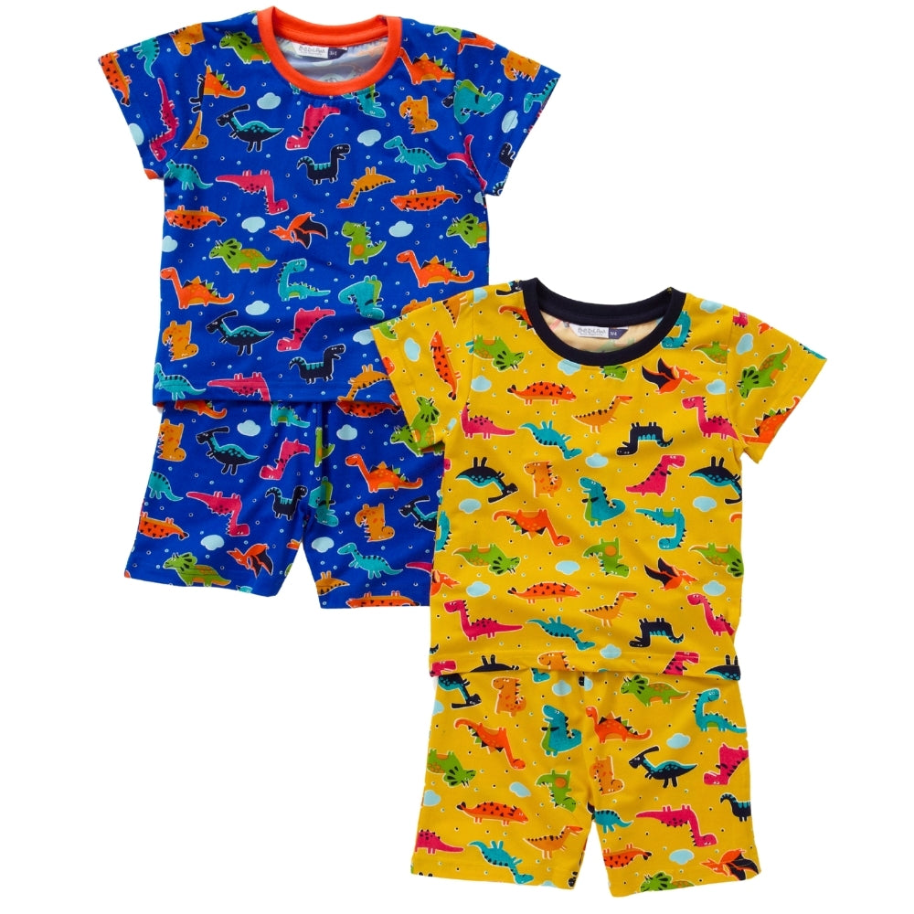 Boys 2 Pack Dinosaur Short Pyjamas