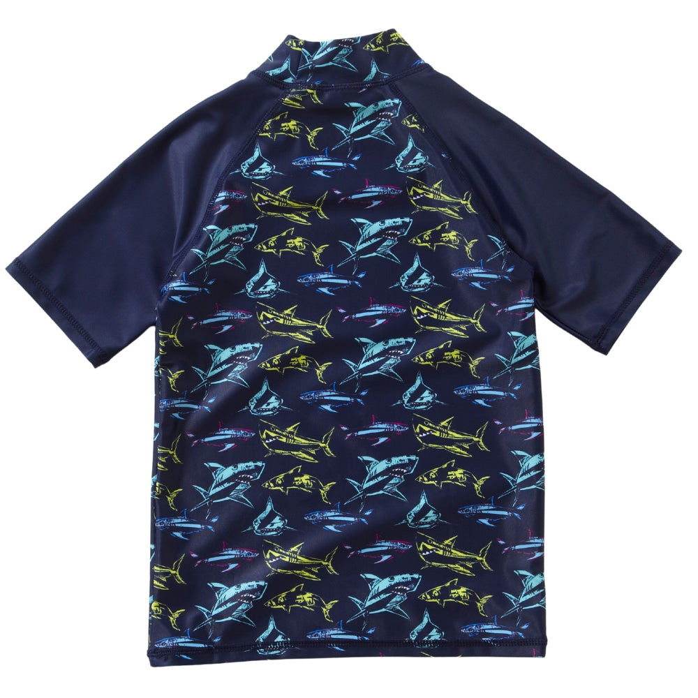Boys UPF50 2 Pack Shark/Navy Rash Tops